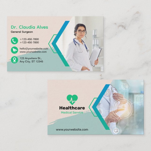 Carte De Visite Service Médicale créatif personnalisé (Devant / Derrière)