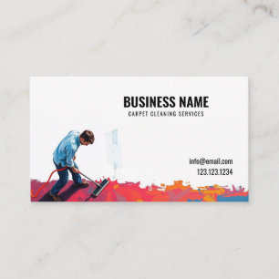 Carte De Visite Service moderne de nettoyage de tapis rouge et bla