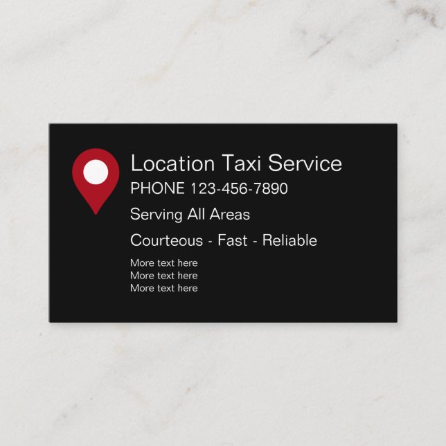 Carte De Visite Service moderne de taxi (Devant)