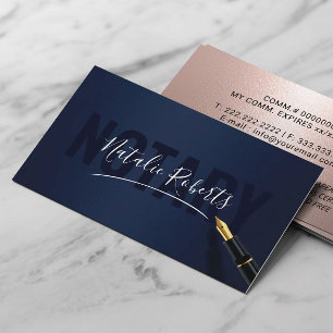 Carte De Visite Service Noir Mobile Signature Marine & Rose Gold