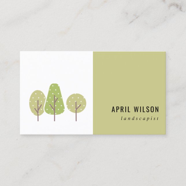 CARTE DE VISITE SERVICE PAYSAGE PASTEL GREEN TREE TRIO PAYSAGE (Devant)