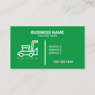 Carte De Visite Service simple de tondeuse à gazon blanc et vert