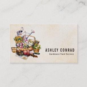 Carte De Visite Service vintage Retro Gardener Yard
