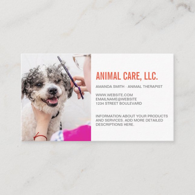 Carte De Visite Services animaux | Chien se faisant couper les che (Devant)