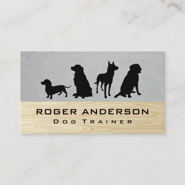 Carte De Visite Services animaux | Chiens | Motif bois (Devant)