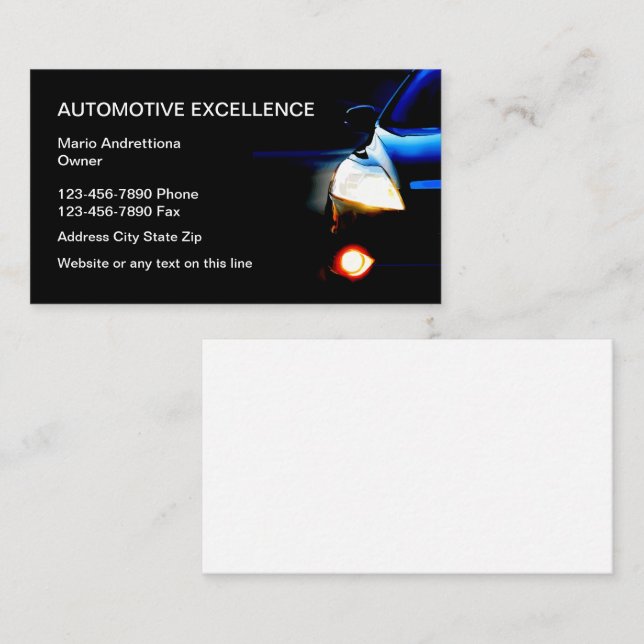 Carte De Visite Services aux entreprises automobiles (Devant / Derrière)