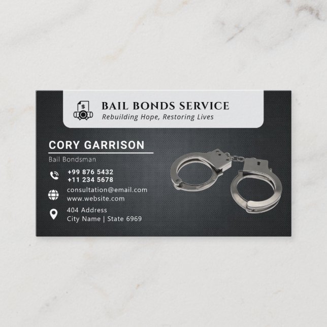 Carte De Visite Services Bond | Noir élégant (Devant)