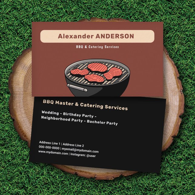 Carte De Visite Services de barbecue et de restauration (BBQ & Catering Services Business Card)