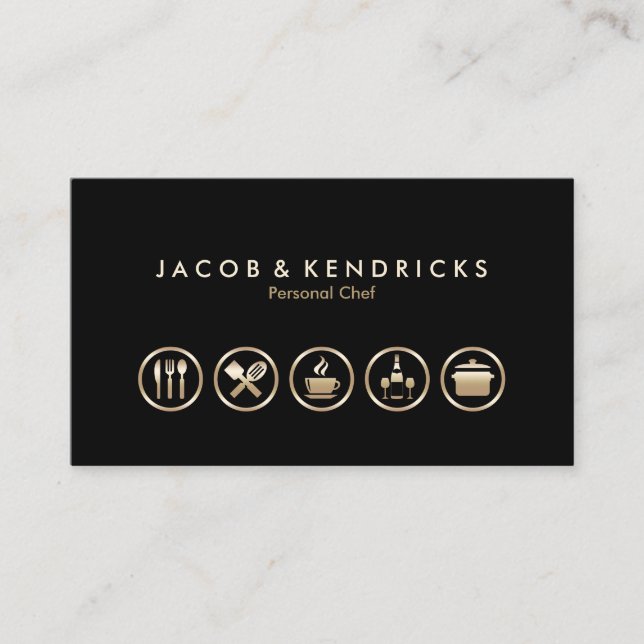 Carte De Visite Services de chef personnel Gold Icons BusinessCard (Devant)