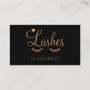 Carte De Visite Services de cils et sourcils glamour noir salon d'