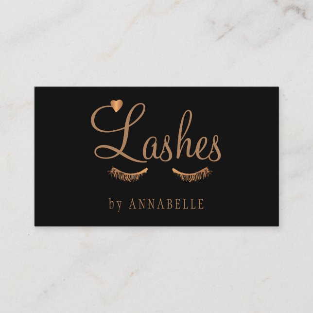 Carte De Visite Services de cils et sourcils glamour noir salon d' (Devant)