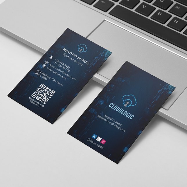 Carte De Visite Services de conseil informatique | Marine sombre f (Créateur téléchargé)