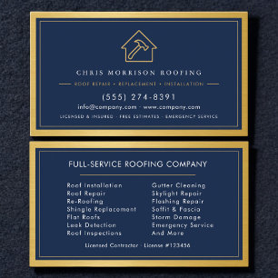 Carte De Visite Services de construction de toiture Toiturier Bleu