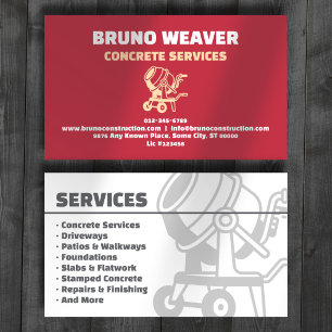Carte De Visite Services de construction en béton Professionnel Ro