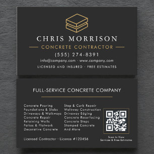 Carte De Visite Services de contracteur en béton Code QR