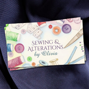 Carte De Visite Services de couture et de modification - Aquarelle