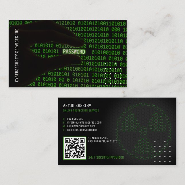 Carte De Visite Services de cybersécurité | SERVICE DE PROTECTION  (Devant / Derrière)