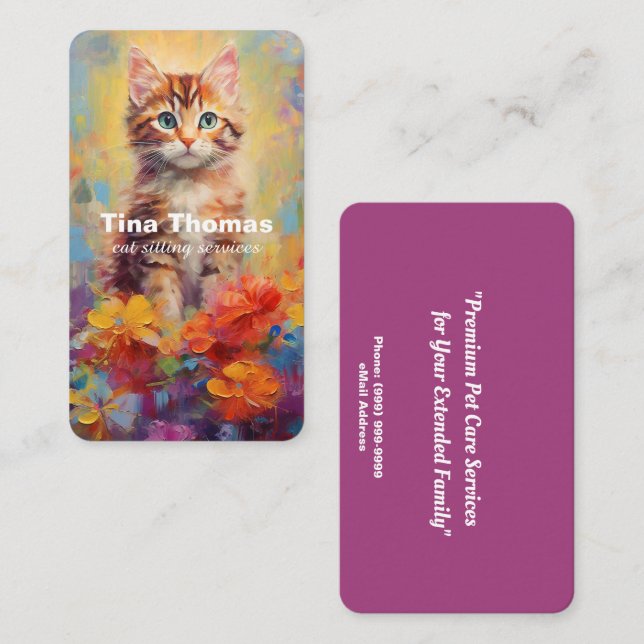 Carte De Visite Services de garde de chat (Devant / Derrière)