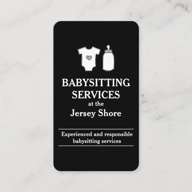 Carte De Visite Services de garde d'enfants au Jersey Shore Black (Devant)