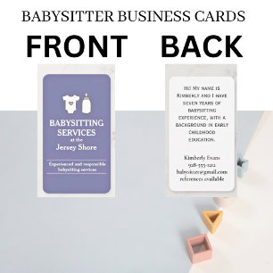 Carte De Visite Services de garde d'enfants au Jersey Shore Lavend