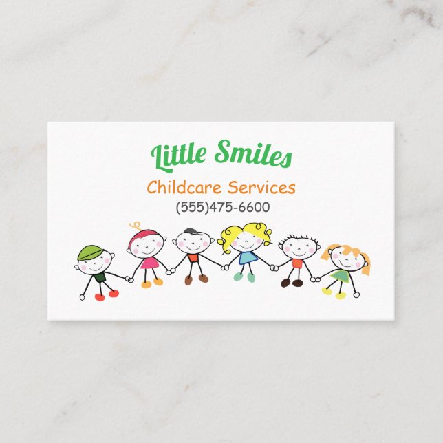 Carte De Visite Services de garderie pour enfants caricaturés (Devant)