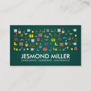 Carte De Visite Services de jardinage - icônes colorées motif