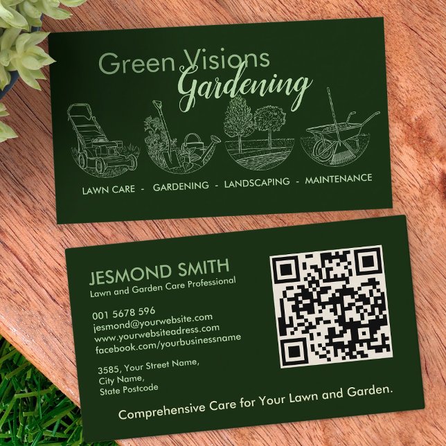 Carte De Visite Services de jardinage - Illustration à main (Créateur téléchargé)