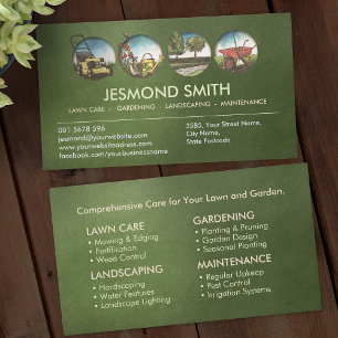 Carte De Visite Services de jardinage - Illustration dessinée à la