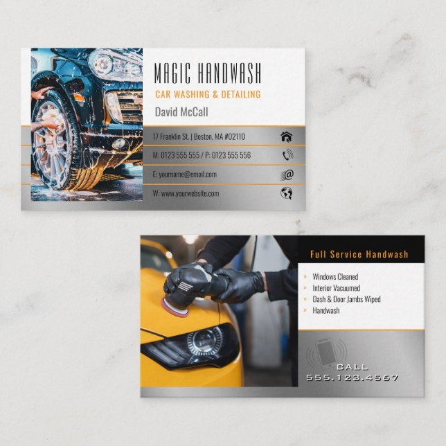 Carte De Visite Services de lavage à main | Lavage de voiture (Devant / Derrière)