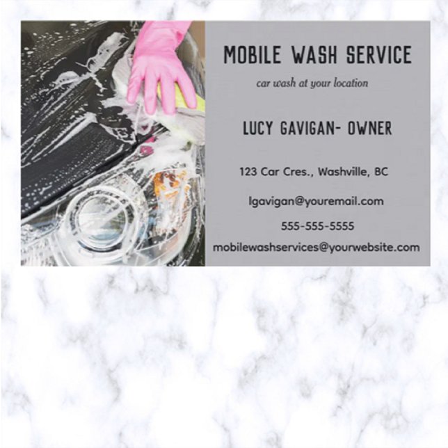 Carte De Visite Services de lavage de voiture mobile modifiables (Créateur téléchargé)