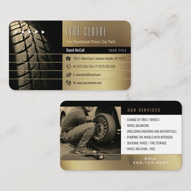 Carte De Visite Services de magasin de pneus | Pièces de voiture O (Devant / Derrière)