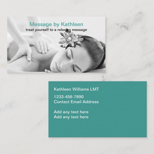 Carte De Visite Services de massage thérapeutique tendance (Devant / Derrière)