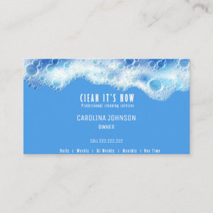 Carte De Visite services de nettoyage bleu mousse de savon domesti