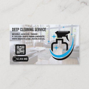 Carte De Visite Services de nettoyage   Bouteille Spray   Code QR