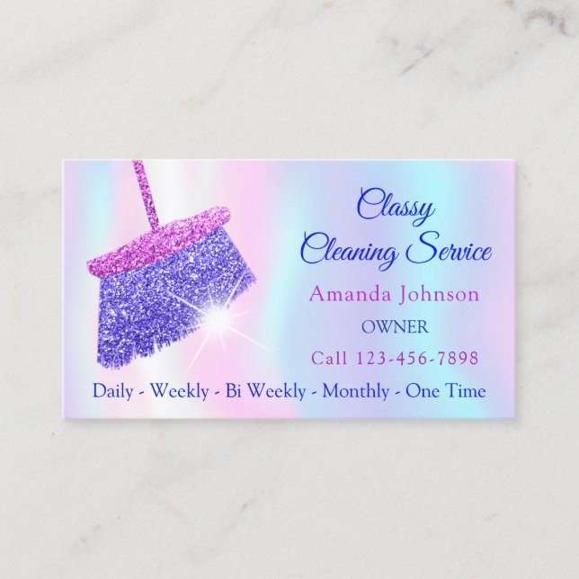 Carte De Visite Services de nettoyage classique Holographe Parties (Devant)