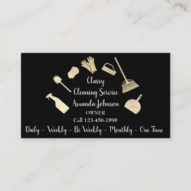 Carte De Visite Services de nettoyage classique Logo Gold Maid Kra (Devant)