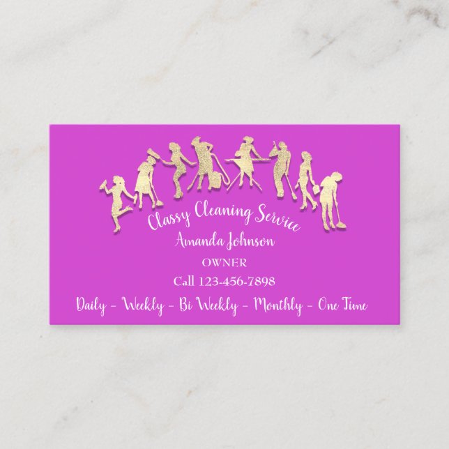 Carte De Visite Services de nettoyage classique Logo Gold Maid Pin (Devant)