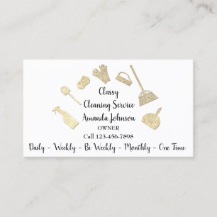 Carte De Visite Services de nettoyage classique Logo Gold Maid Whi