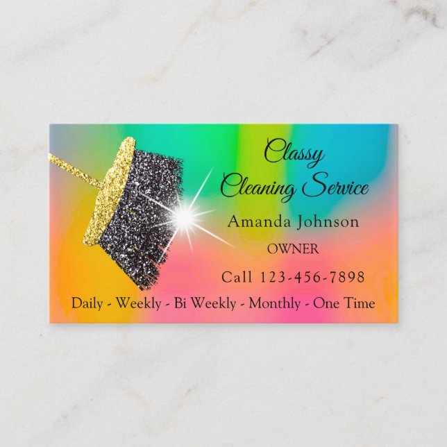 Carte De Visite Services de nettoyage classique Ombre Pink Gold Pa (Devant)
