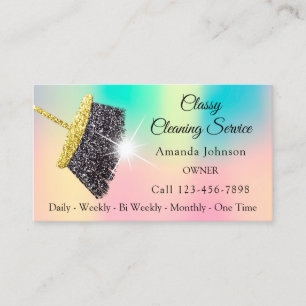 Carte De Visite Services de nettoyage classique Ombre Pink Gold Pa