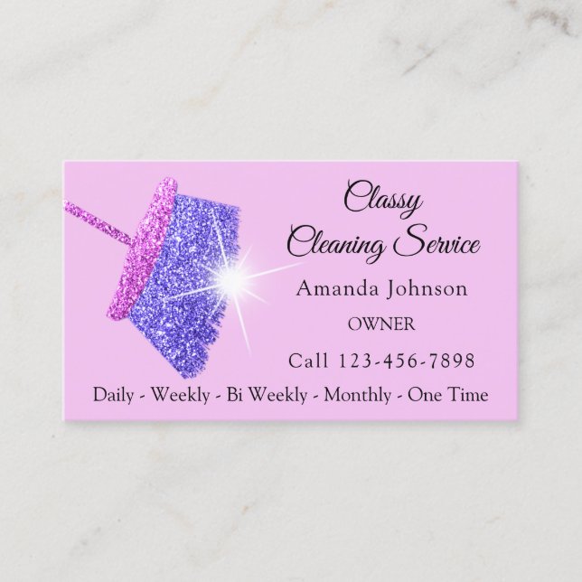 Carte De Visite Services de nettoyage classique Parties scintillan (Devant)