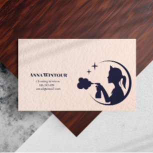 Carte De Visite Services de nettoyage Code Qr rose de la femme de