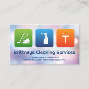 Carte De Visite Services de nettoyage   Collier bleu Janitorial
