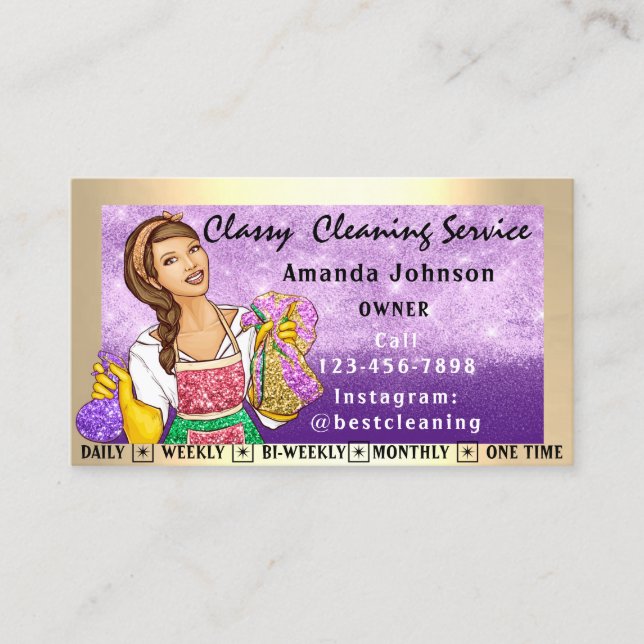 Carte De Visite Services De Nettoyage De Bureau De Maison Classiqu (Devant)