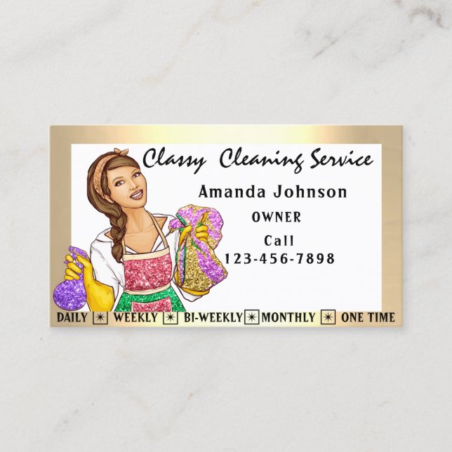 Carte De Visite Services De Nettoyage De Bureau De Maison Classiqu (Devant)