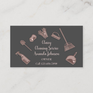 Carte De Visite Services de nettoyage de la maison Logo du Rose Bu