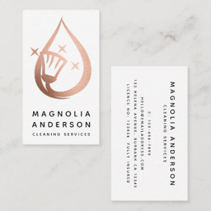 Carte De Visite Services de nettoyage de la maison rose Gold Foil