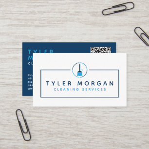Carte De Visite Services de nettoyage de logo Blue Modern