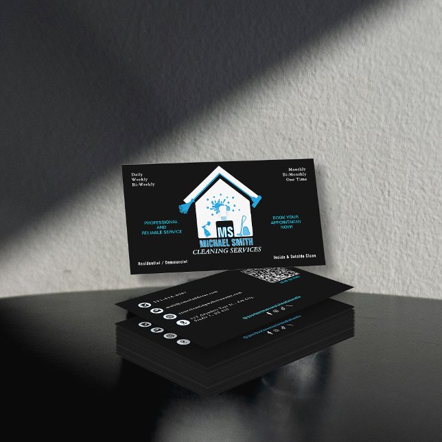 Carte De Visite Services de nettoyage de logo simple professionnel (Créateur téléchargé)