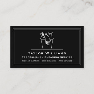 Carte De Visite Services De Nettoyage De Maison Janitorial Noir Et